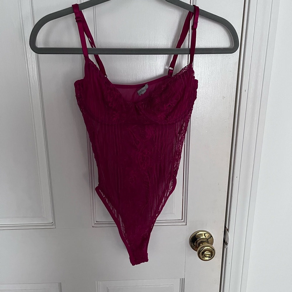 Charlotte Russe Pink Lace Bodysuit